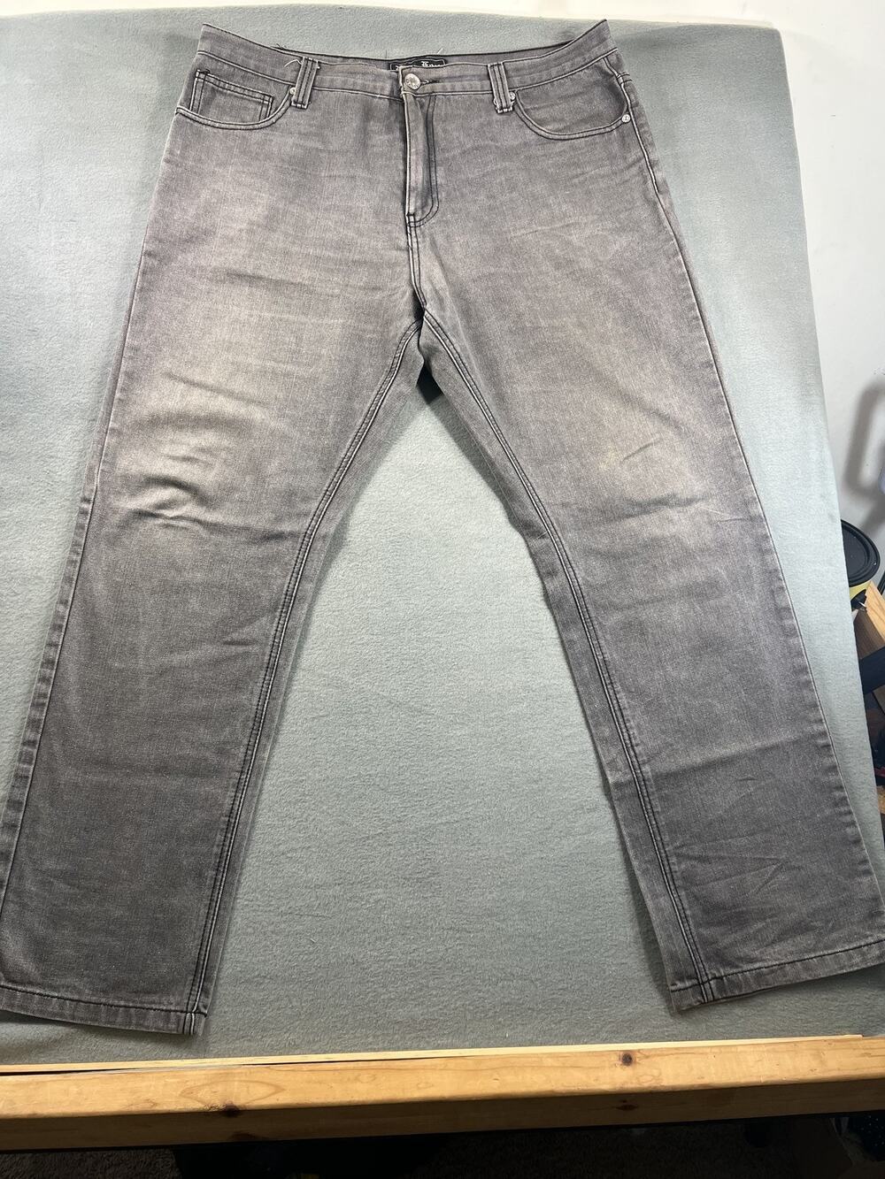 Bare Fox One Color One Nation Gray Denim Jeans, Size W40/L34 5-Pocket Style